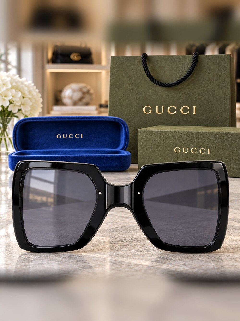 Gucci Black Square GG Sunglasses - Picture 5 of 6